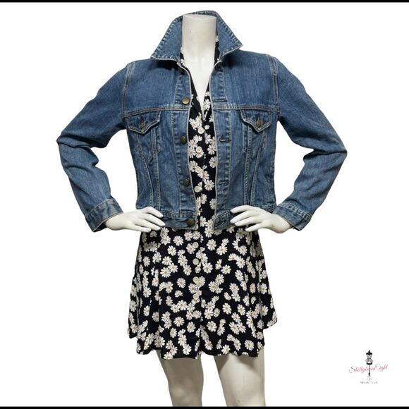 MOUSSY VINTAGE Jeans Denim Trucker Jacket Appliques New York Paris Bad A** S - Picture 6 of 13